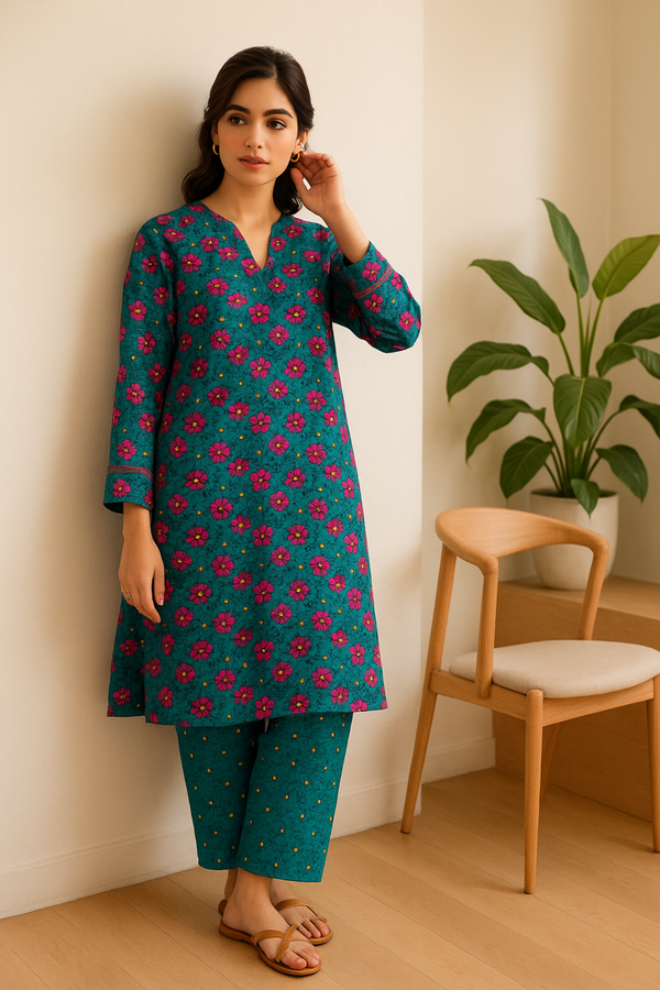 FLINT Printed Viscose Suit  - unstitched 2PC