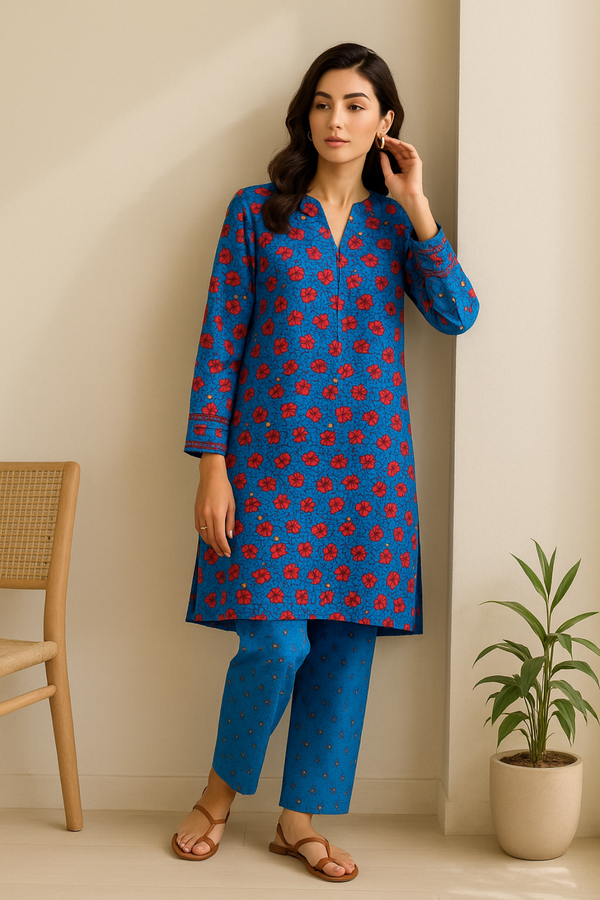 SWIRL Printed Viscose Suit  - unstitched 2PC