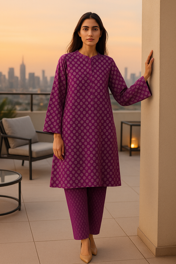Rouge Printed Viscose Suit  - unstitched 2PC