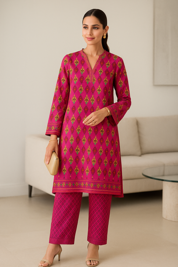 MOONLIT Printed Viscose Suit  - unstitched 2PC
