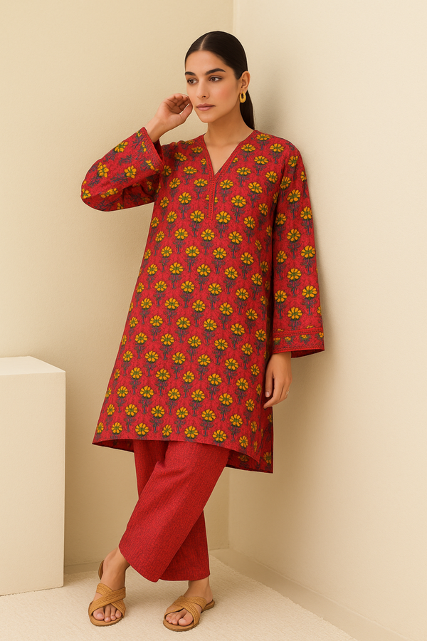 PUFF Printed Viscose Suit - unstitched 2PC