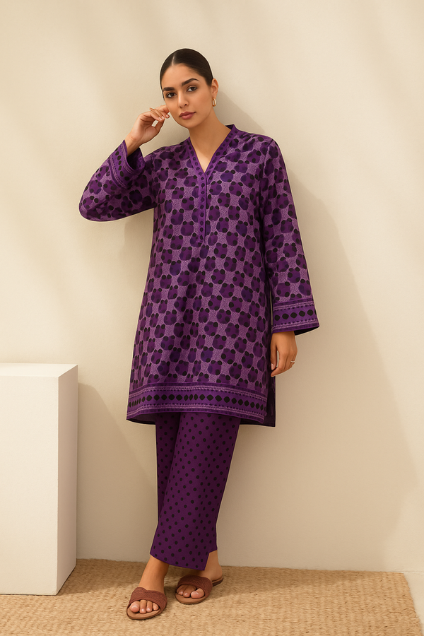 ELAN Printed Viscose Suit -  unstitched 2PC