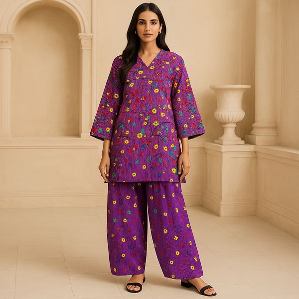 Plazic Printed Viscose Suit -  unstitched 2PC