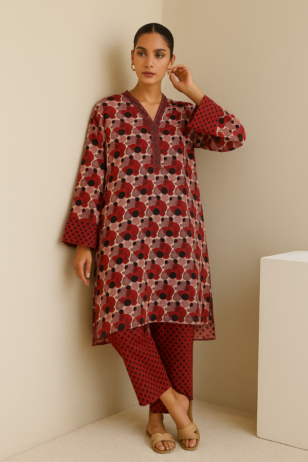 MYKA  Printed Viscose Suit -  unstitched 2PC