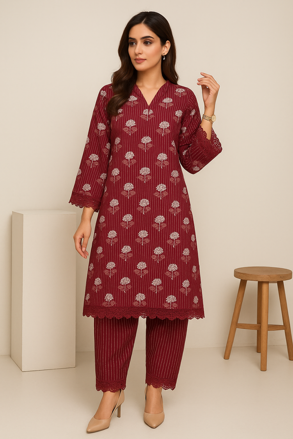 SAGE Printed Viscose Suit -  unstitched 2PC