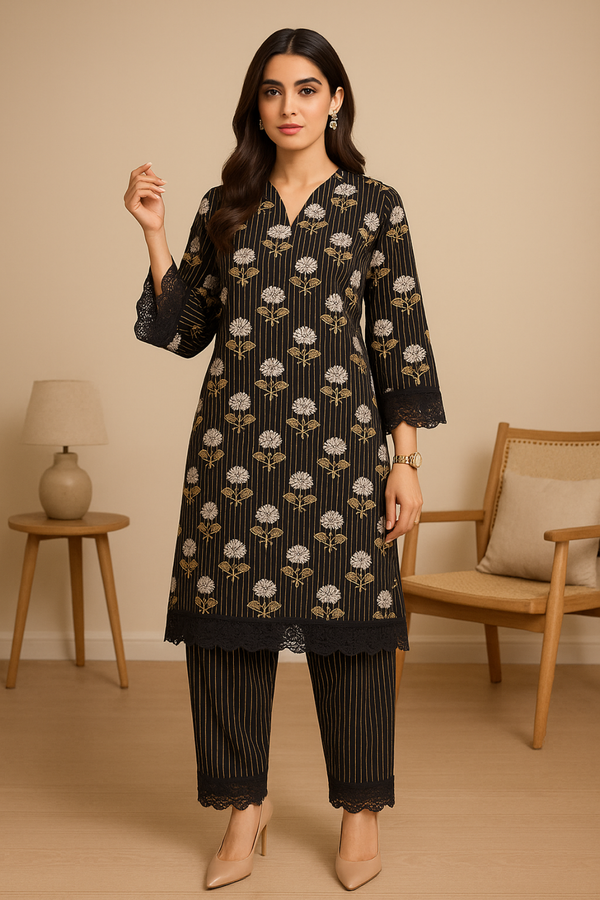 BELLE Printed Viscose Suit -  unstitched 2PC