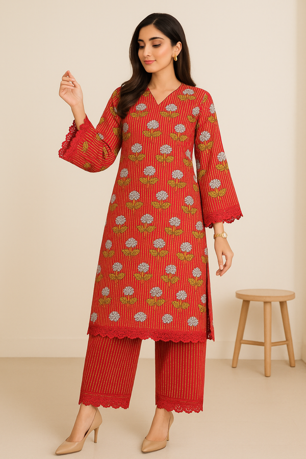KAISAH Printed Viscose Suit  - unstitched 2PC