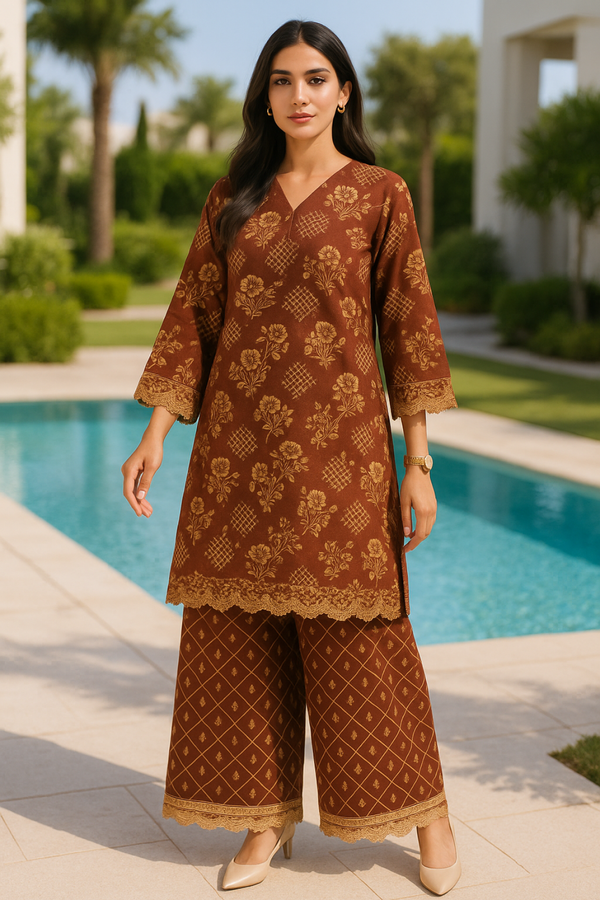 MEHERMA Printed Viscose Suit  - unstitched 2PC