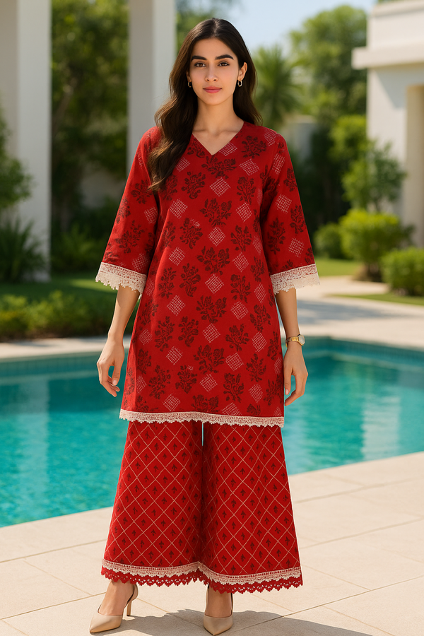 ARIA Printed Viscose Suit - unstitched 2PC