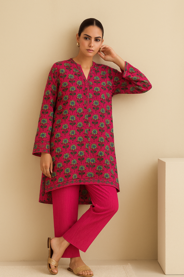 Zuleikha Printed Viscose Suit  - unstitched 2PC