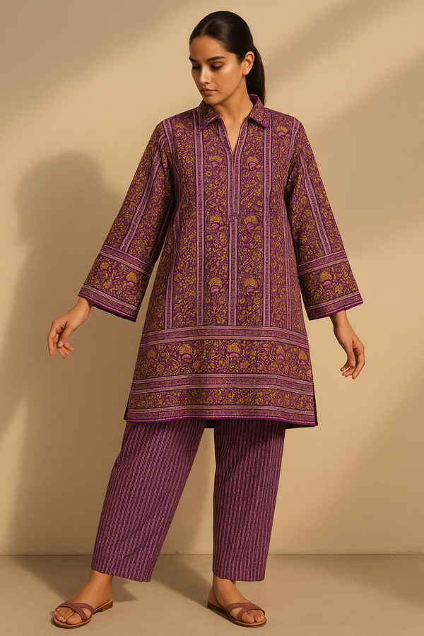 BLOOM Printed Viscose Suit  - unstitched 2PC